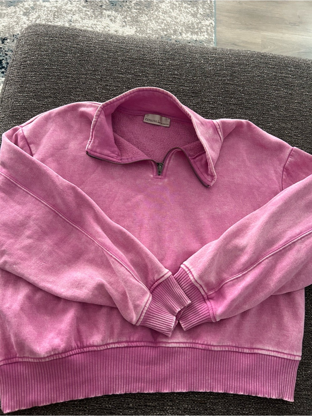 Zenana Outfitters Light Pink Mineral Wash  Half-Zip Pullover